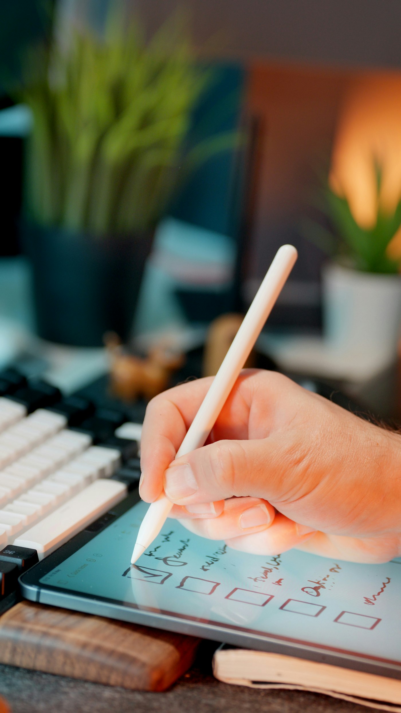 Signing a document on a digital tablet with a stylus